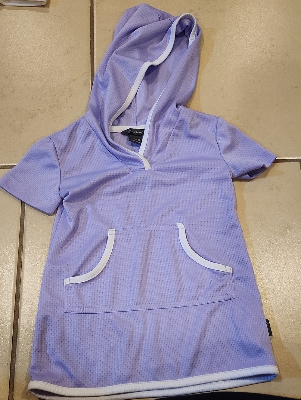 Eddie Bauer Lavender Short-Sleeve Hooded Swim Coverup with Front Pocket Size 2t